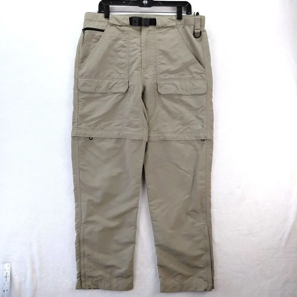 The North Face Paramount Peak Convertible Pants Mens Medium Beige Belted Outdoor